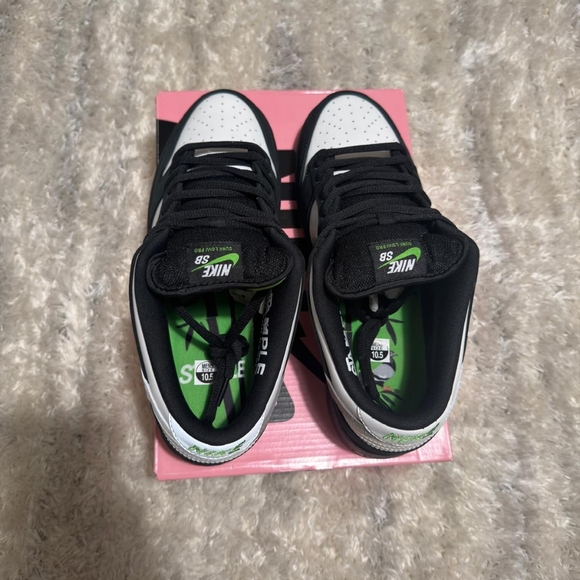 Panda Pigeon Jordan 1 Nike Black and White Low-Top Sneakers - Picture 4 of 13